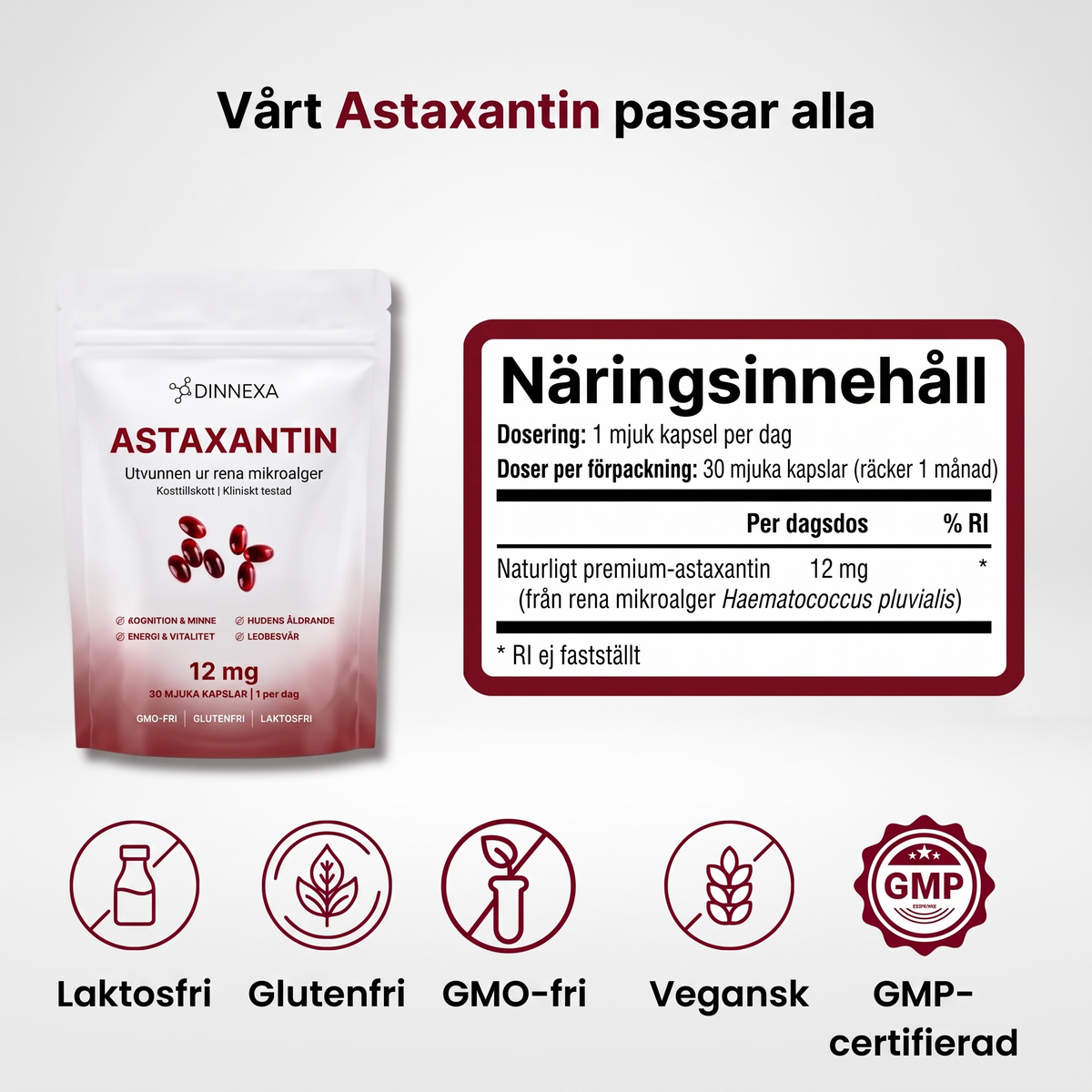 Astaxantin 12 mg – Cellskydd för hjärna och kropp